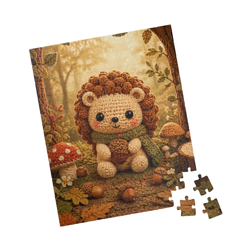 Thumbnail: Cute Crochet Hedgehog Woodland Puzzle — 110 Piece Jigsaw