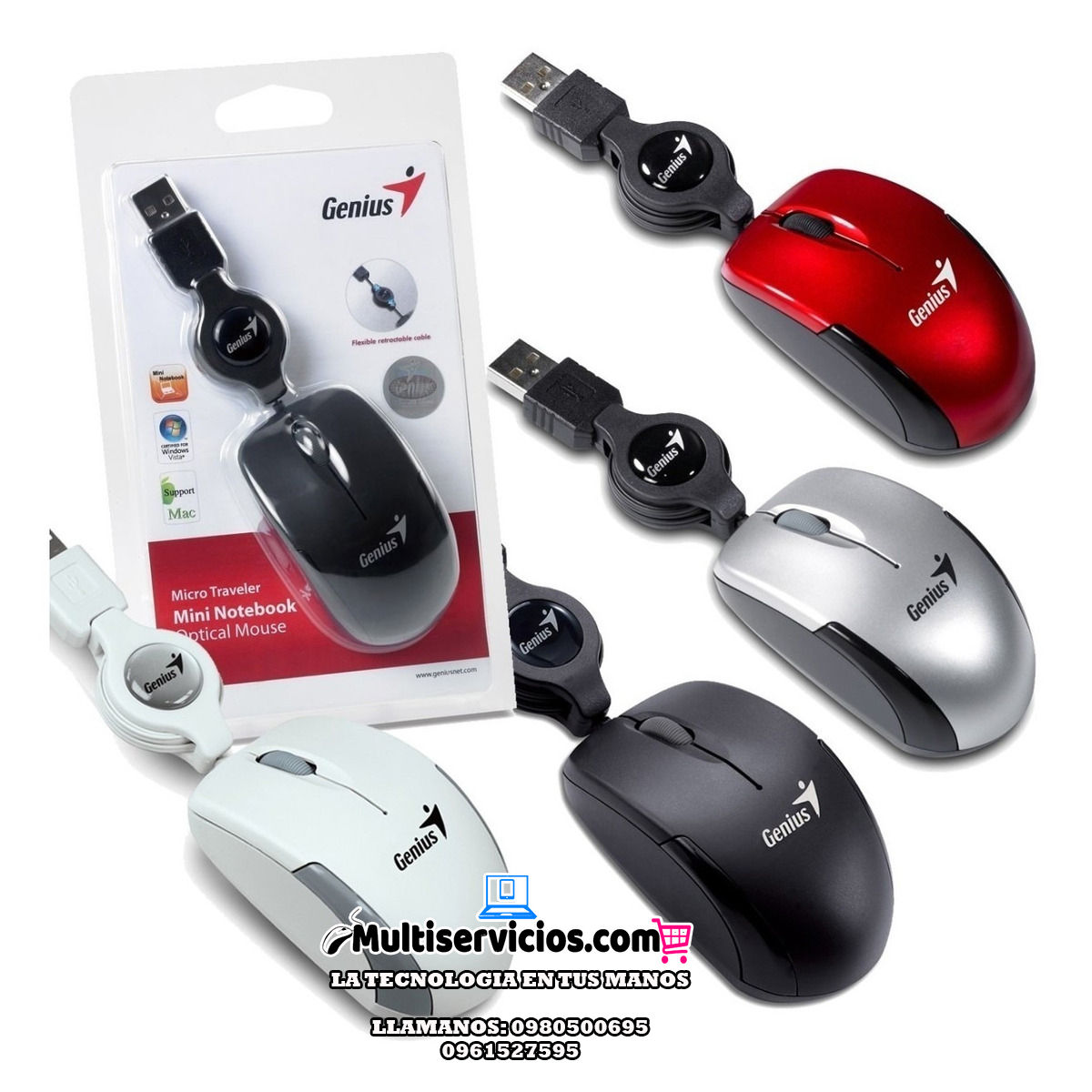 MINI MOUSE GENIUS RETRACTIL (RUBY, SILVER)