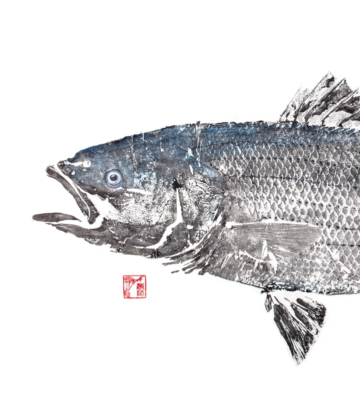 Striped Bass Cobalt Accent Print