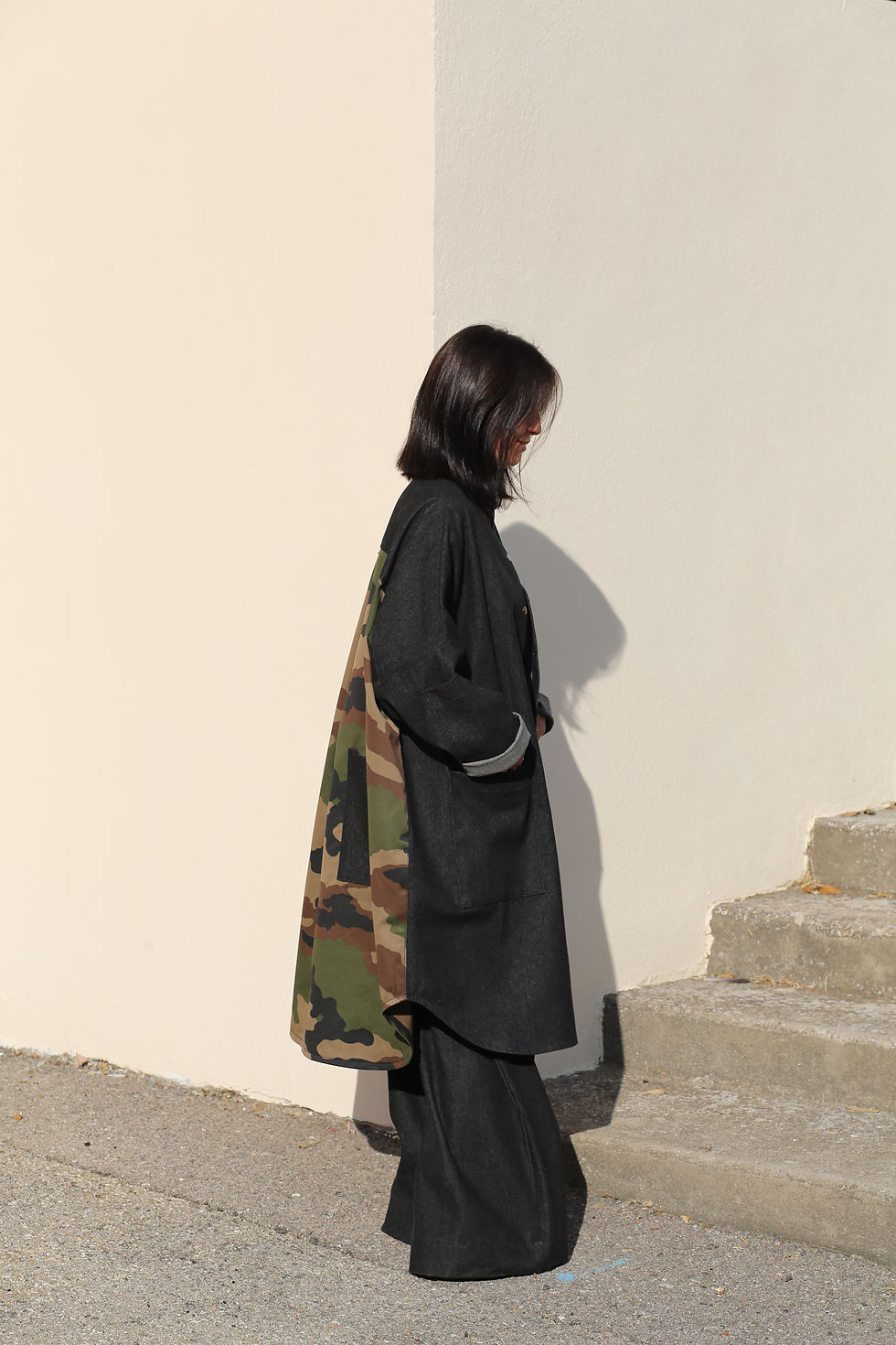 Miniature : Longue veste LA PAPESSE Terrain Neutre jeans & camo