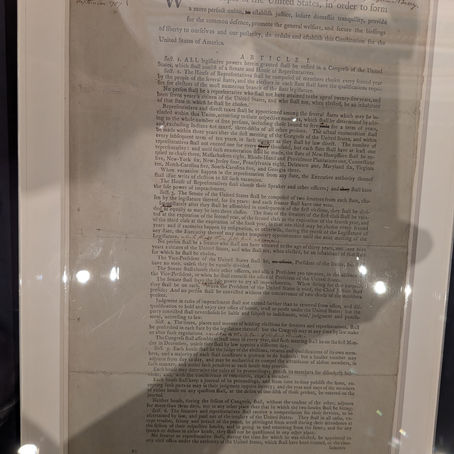 First page of David Brearley’s annotated printed draft of the Constitution dated Sept. 13, 1787.