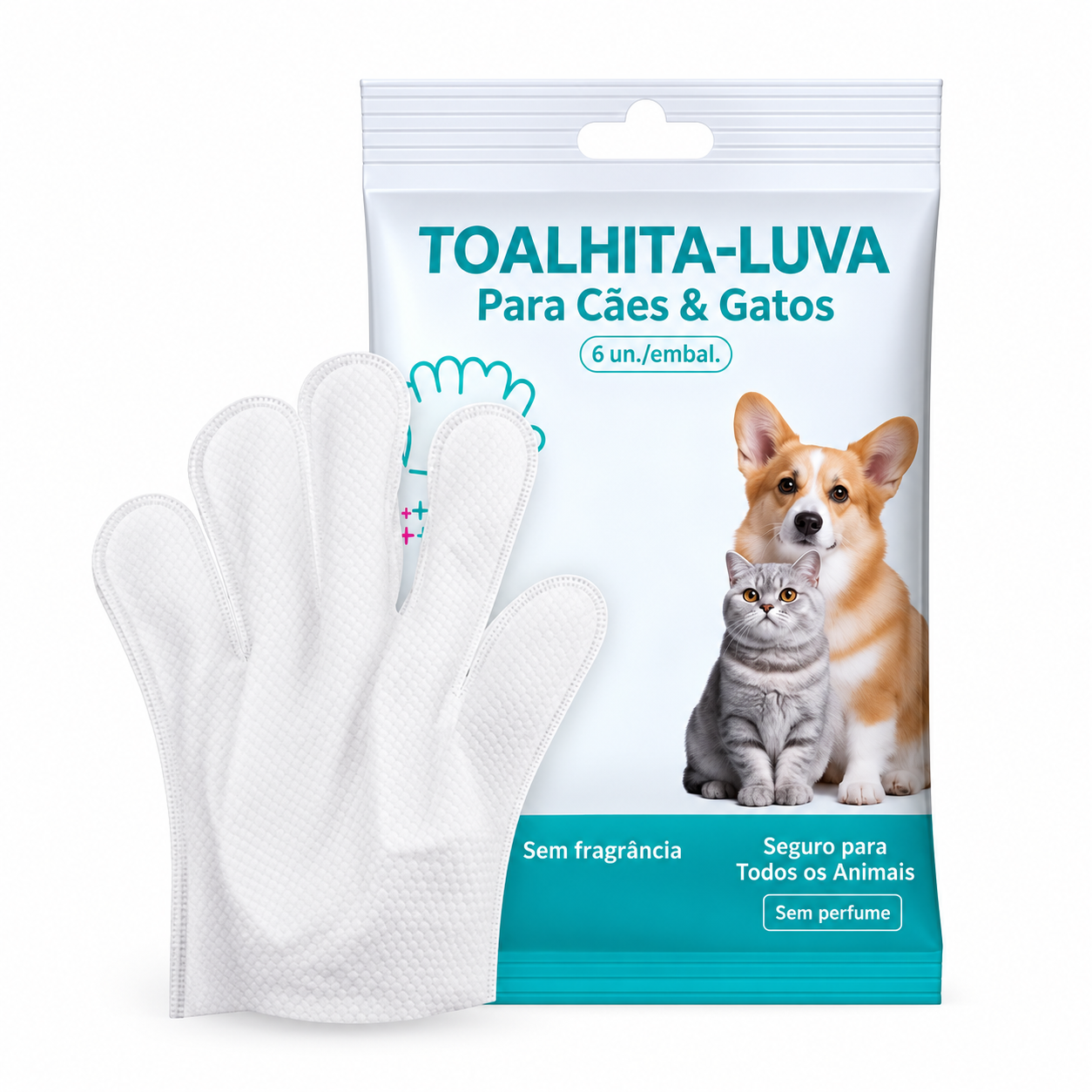 Toalhitas de Limpeza em Formato de Luva para Cães e Gatos – imagem do produto 1