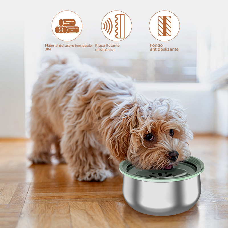 Large Stainless Steel Pet Water Bowl with Splash Guard – product image 1