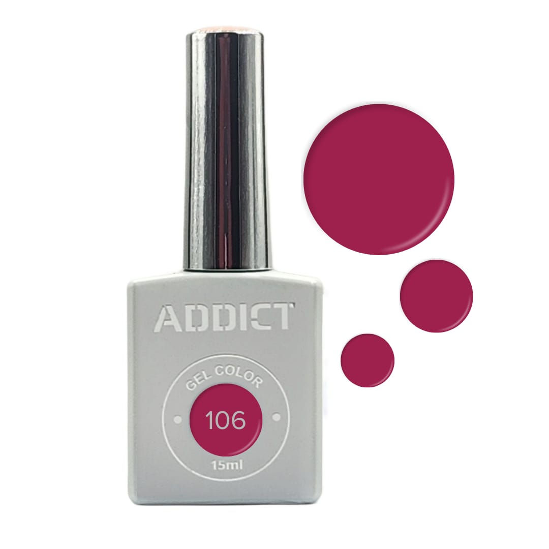 לק ג'ל אדיקט צבע סגול ורוד פוקסיה ADDICT 106