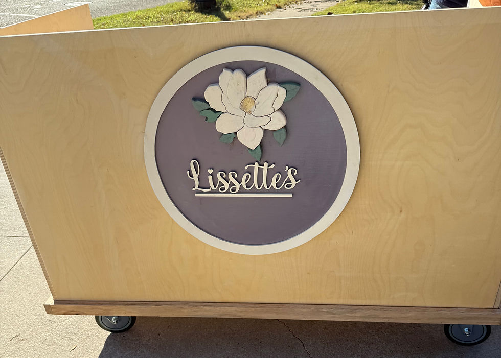 Setting up the cart at the vendor market