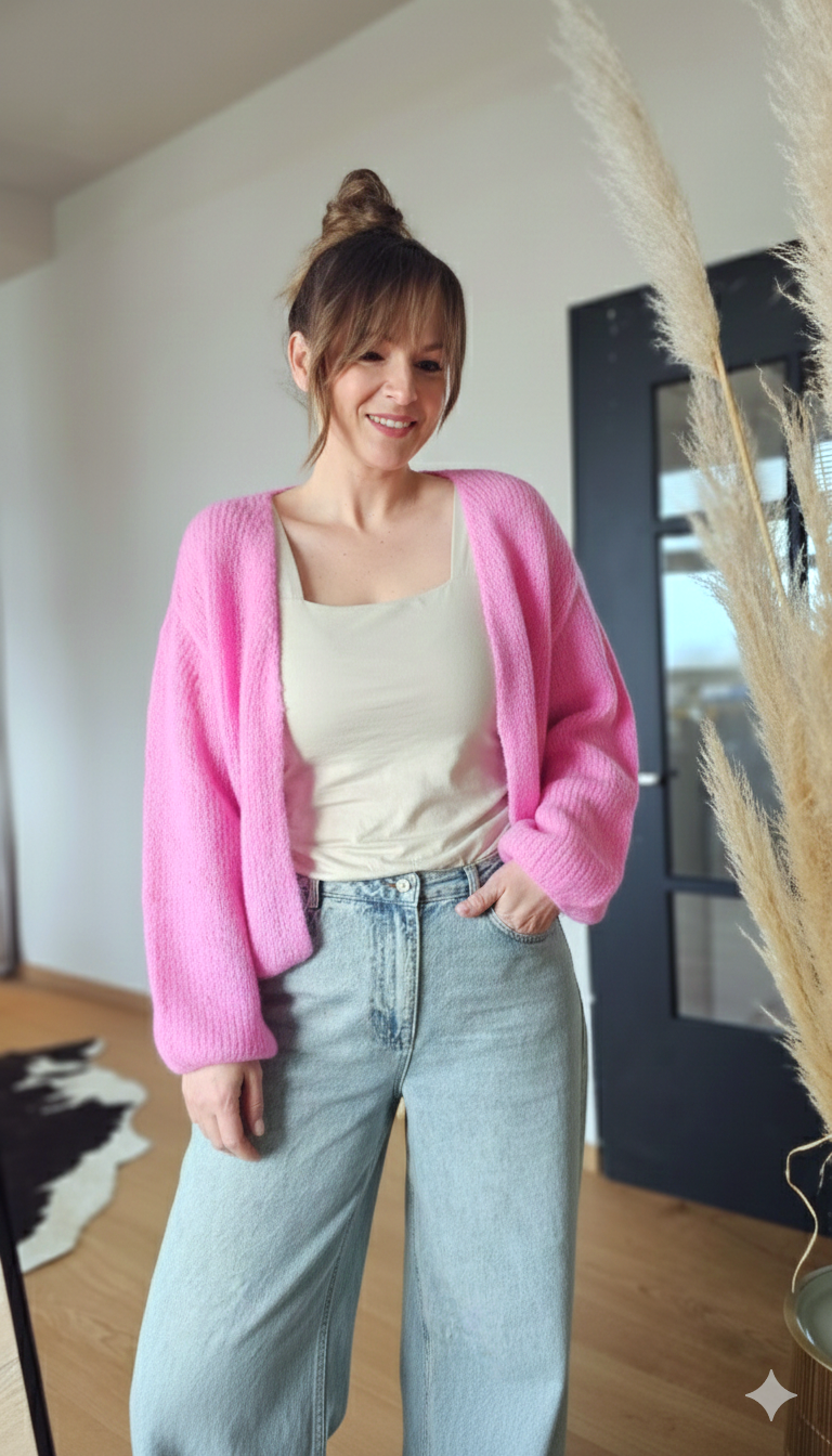 Miniaturbild: Strickjacke // CANDELA - bubble gum