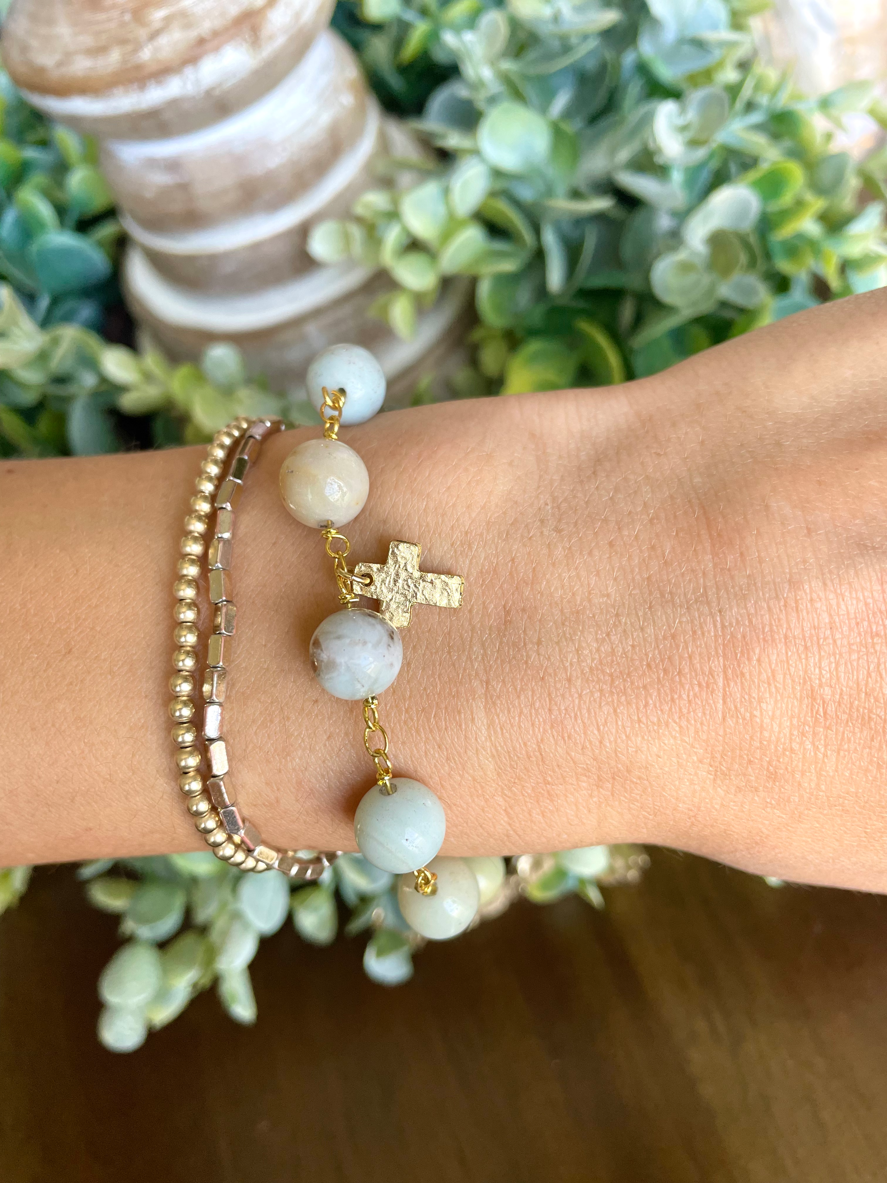 Stone Cross Bracelet