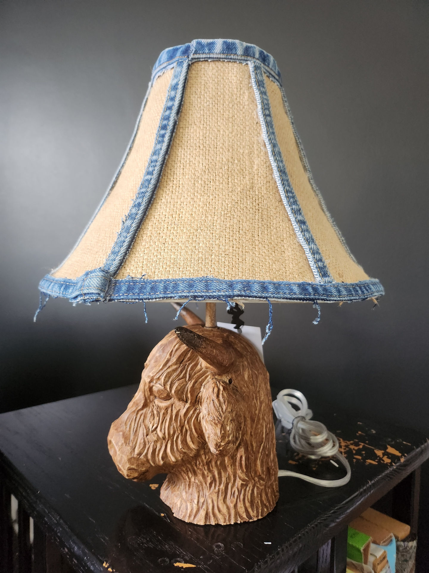 side view of cow lamp