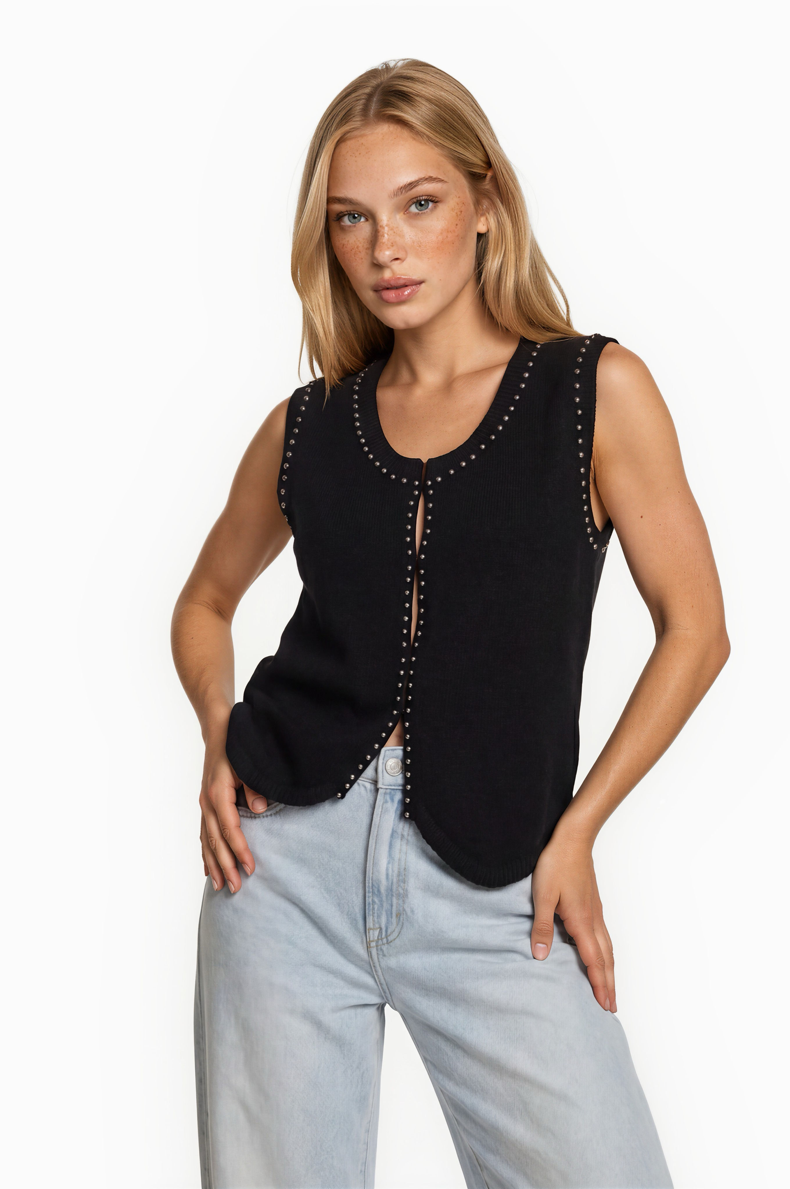 studded sweater vest