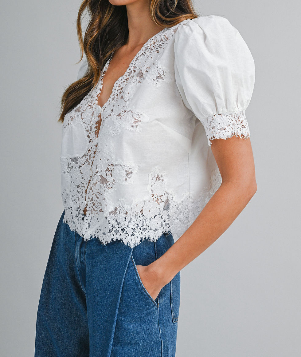 Thumbnail: lace trimmed linen top