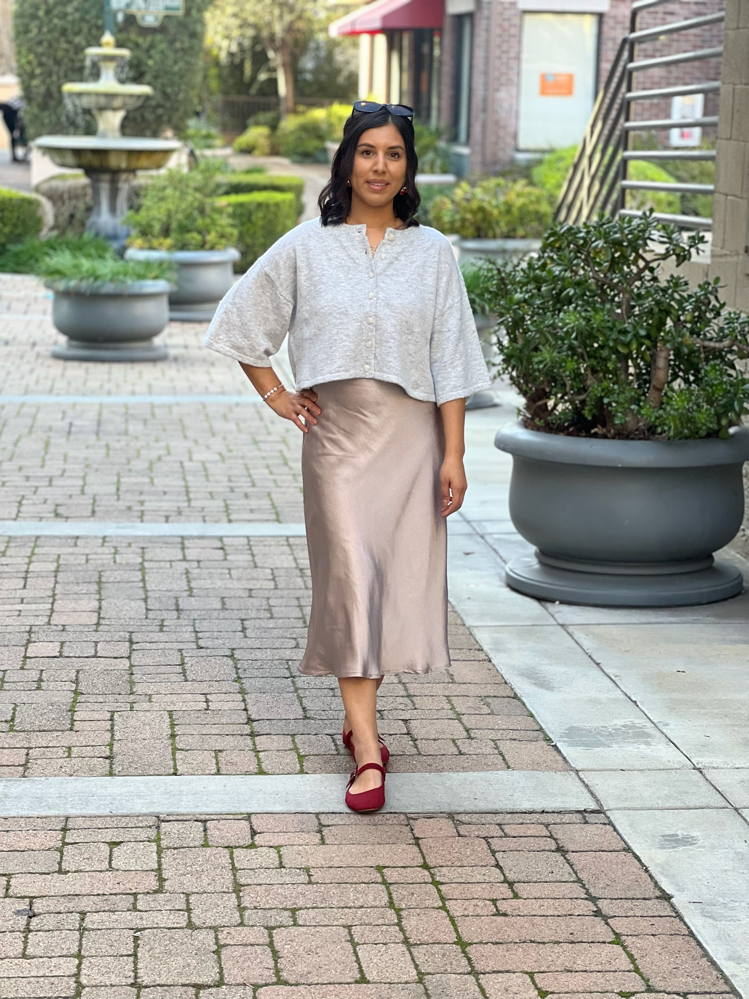 satin aline midi skirt