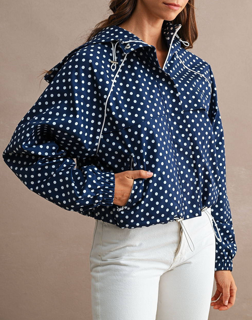 Thumbnail: polka dot windbreaker jacket