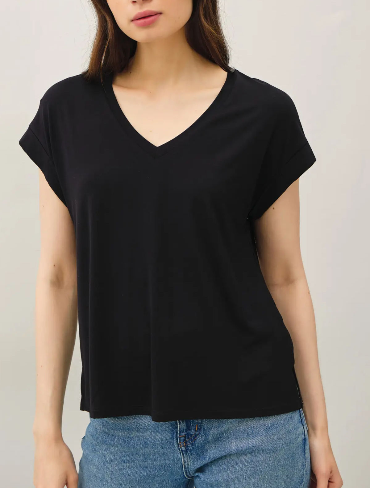 v-nk cuff sleeve modal