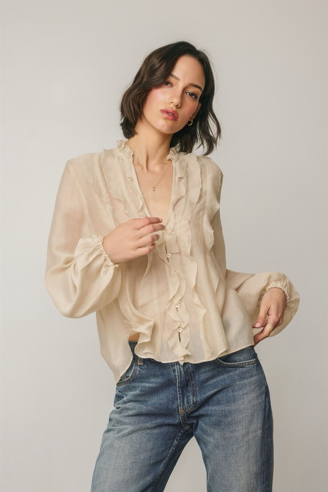 ruffle tencel blouse