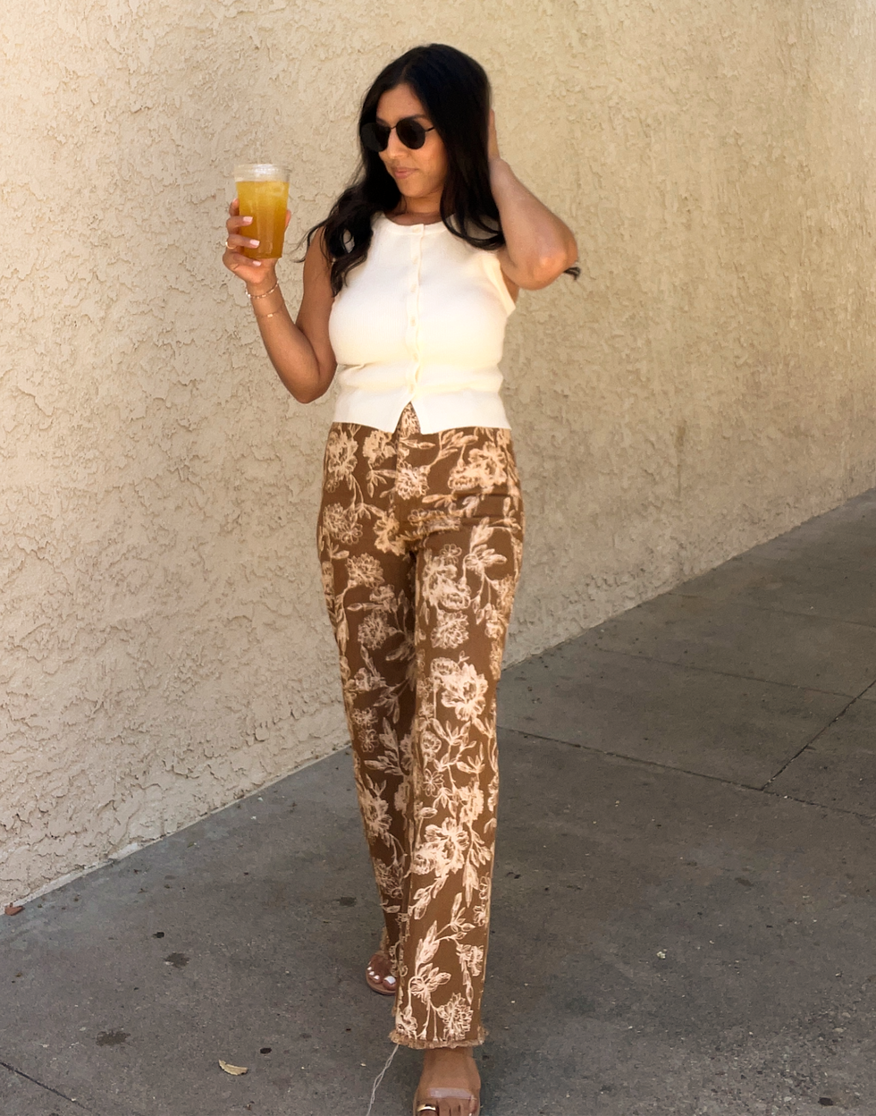 floral denim pant