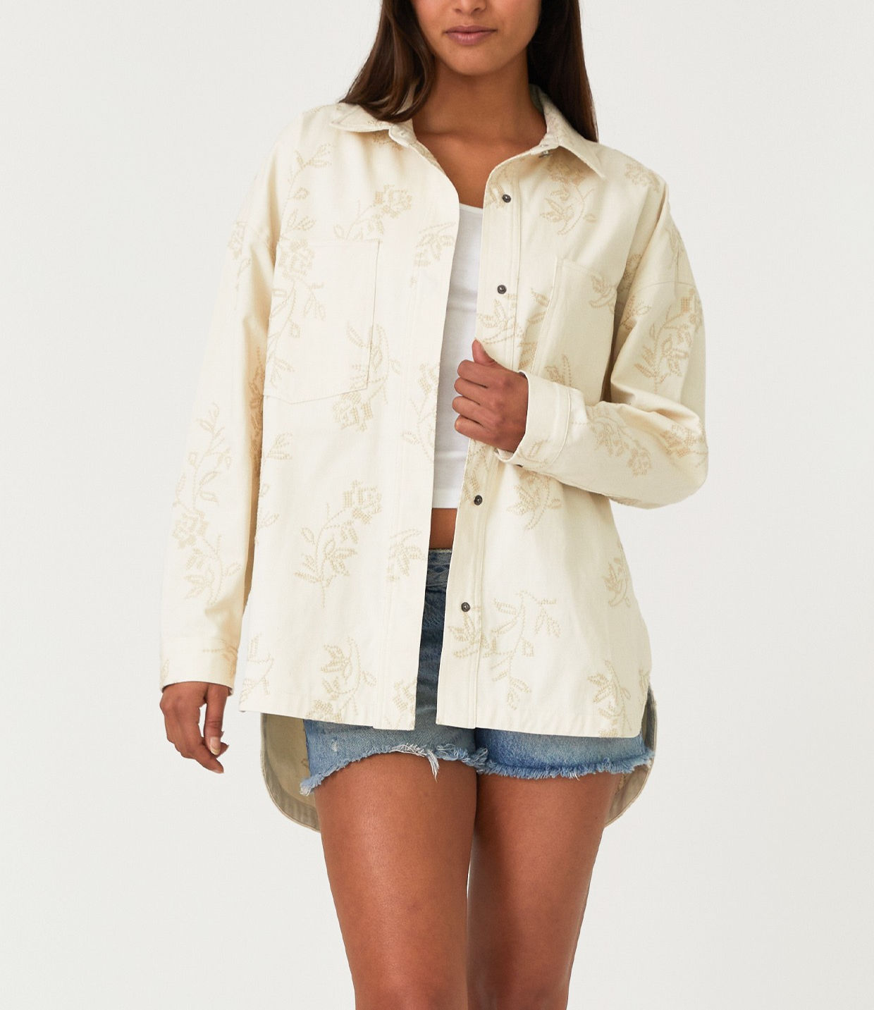 embroidered floral shacket