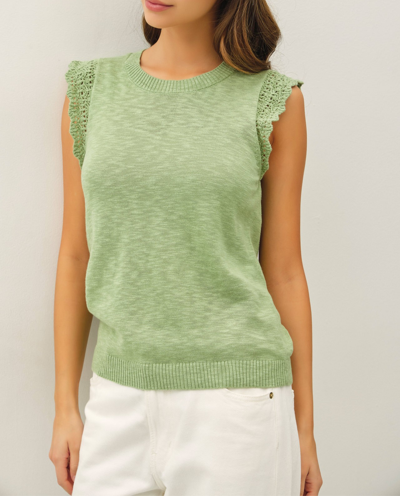 crochet ruffle cap sleeve