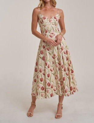 tulip spaghetti strap midi