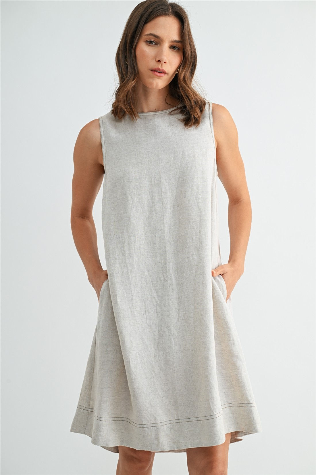 aline linen dress w/ pockets