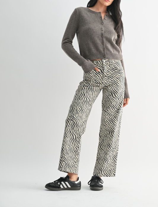 zebra denim pant