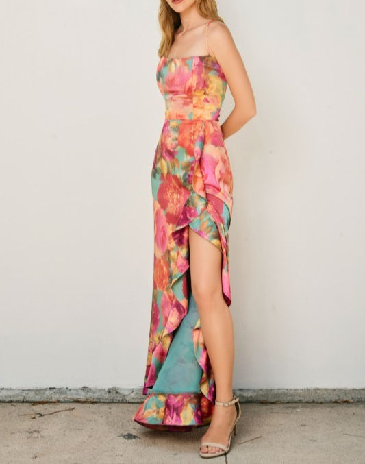 Thumbnail: floral open back maxi dress
