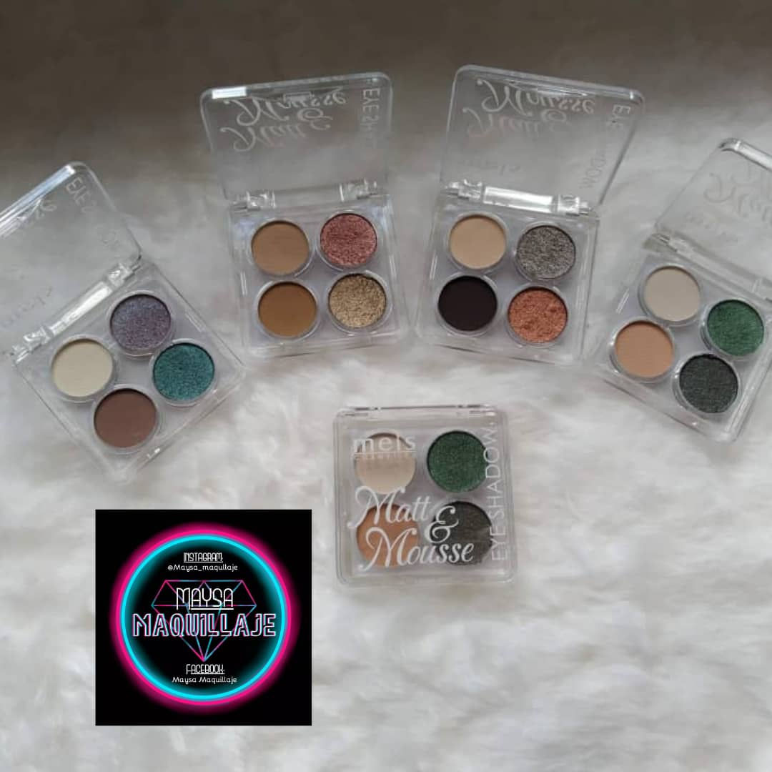Sombras de 4 tonos Satinadas, Mattes y con Glitter