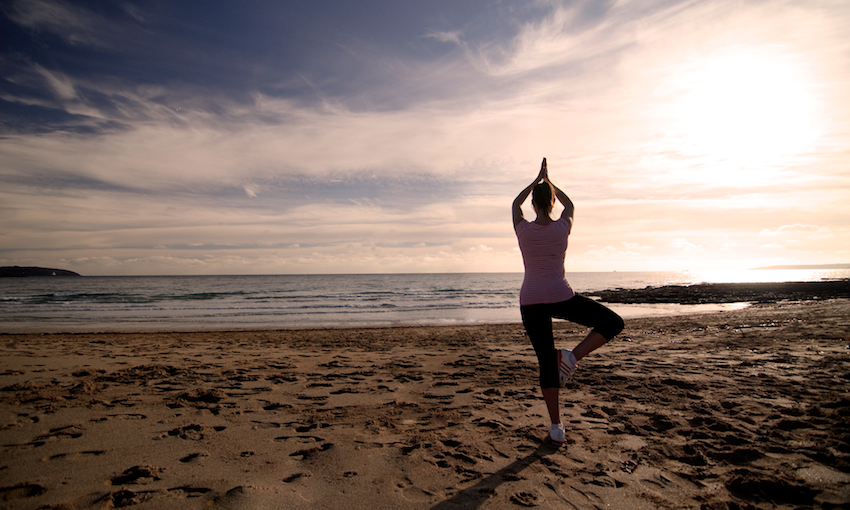 A Cornish beach- the best place to exercise!