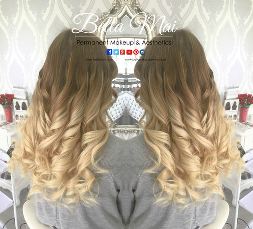 Premium quality 100% human hair extensions styled for volume and length at Bella Mai