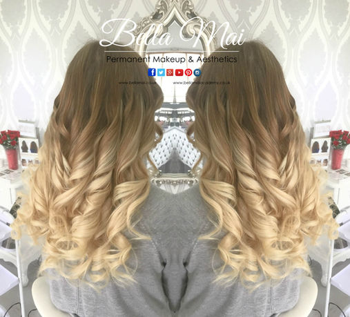 Premium quality 100% human hair extensions styled for volume and length at Bella Mai