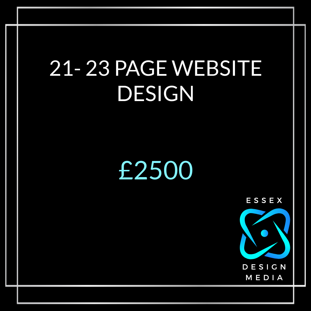 Professional 21-23 page custom website design mockup for a small business by Essex Design Media.