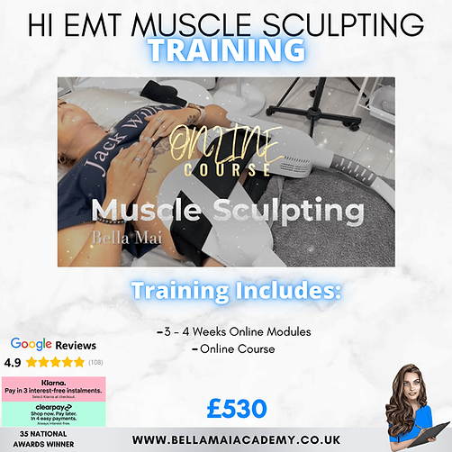 Online HI-EMT High Intensity Electromagnetic Muscle Sculpting Training Course. Bella Mai Academy