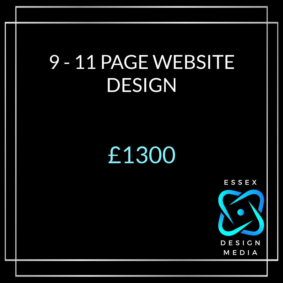 Professional 9-11 page custom website design mockup for a small business by Essex Design Media.