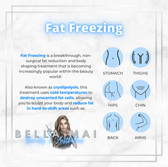 Cryolipolysis fat reduction Areas - Bella Mai Essex body contouring.