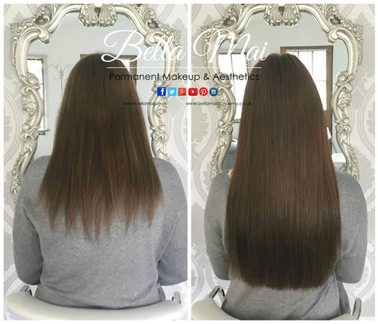 Luxury Nano Ring hair extensions before and after transformation at Bella Mai Essex.