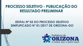 PUBLICAÇÃO DO RESULTADO PRELIMINAR - Processo Seletivo 01/2017