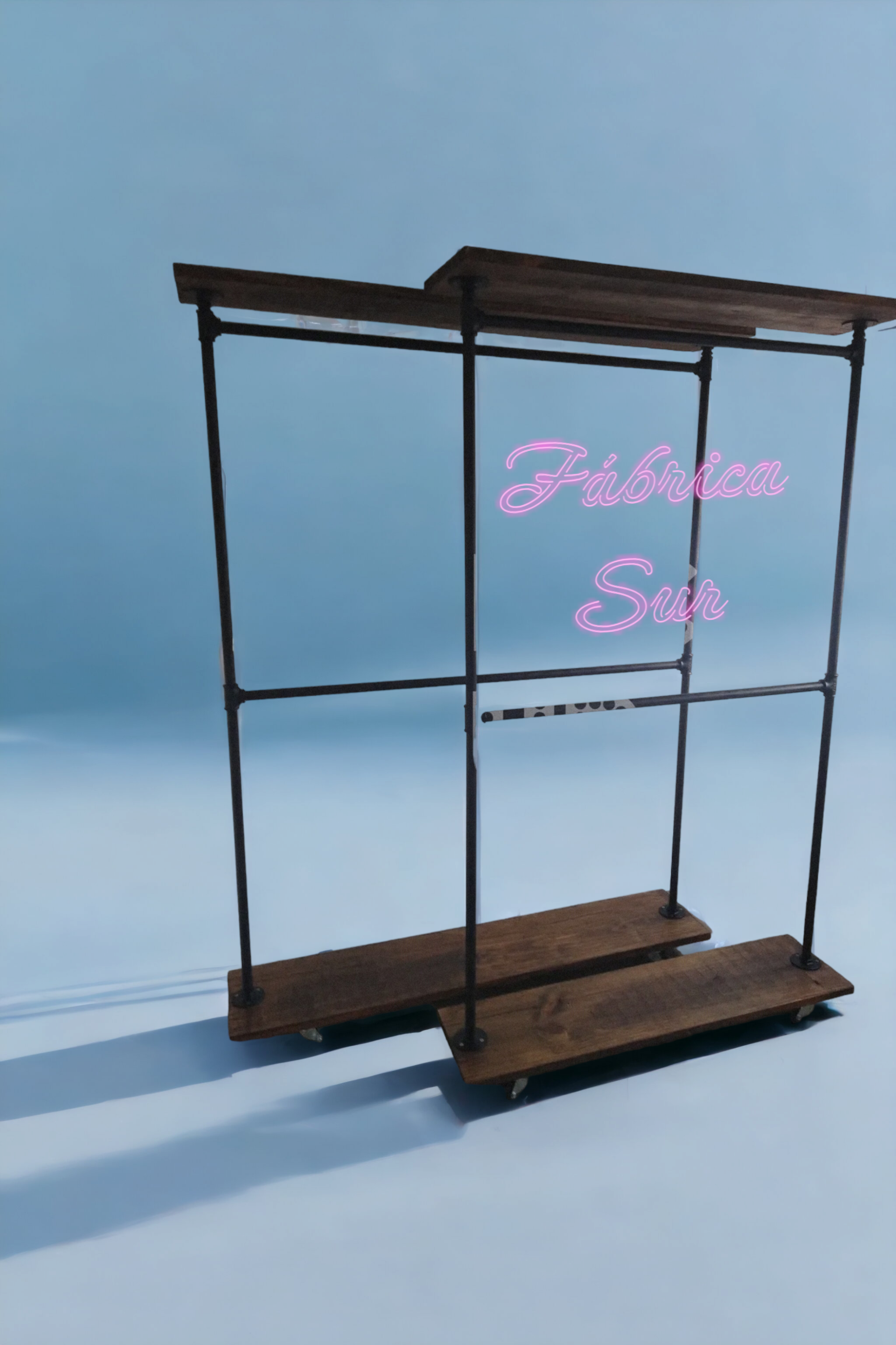 Perchero doble con 2 estantes