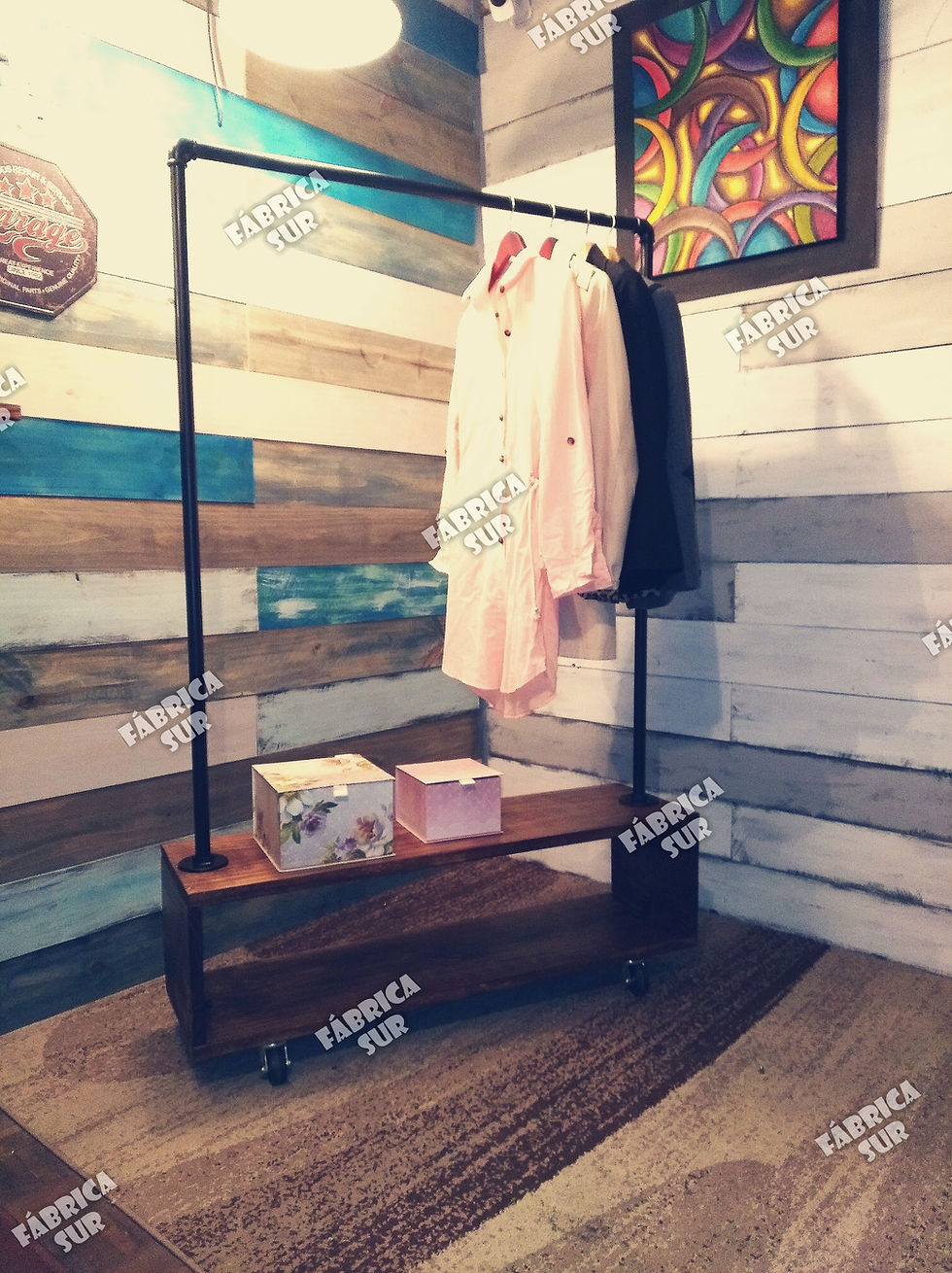 Miniatura: Perchero madera y caño 