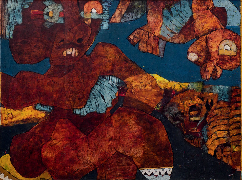 A Legend of the Basotho Warrior, Leonard Matsoso Oil on canvas 75cm x 100cm Stellenbosch University Collection