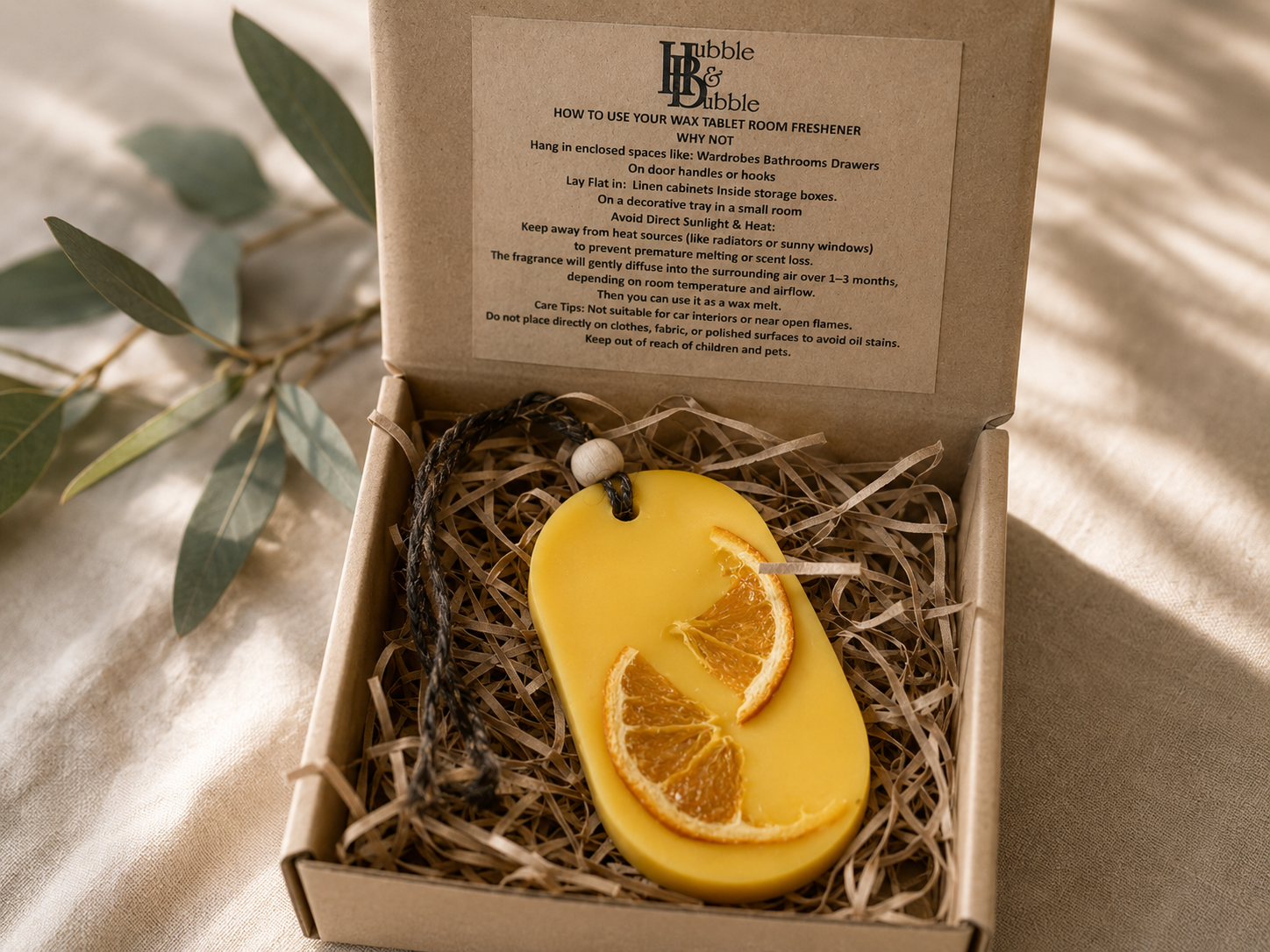 WAX TABLET ROOM FRESHENER WITH MANDARIN ESSENTIAL OIL