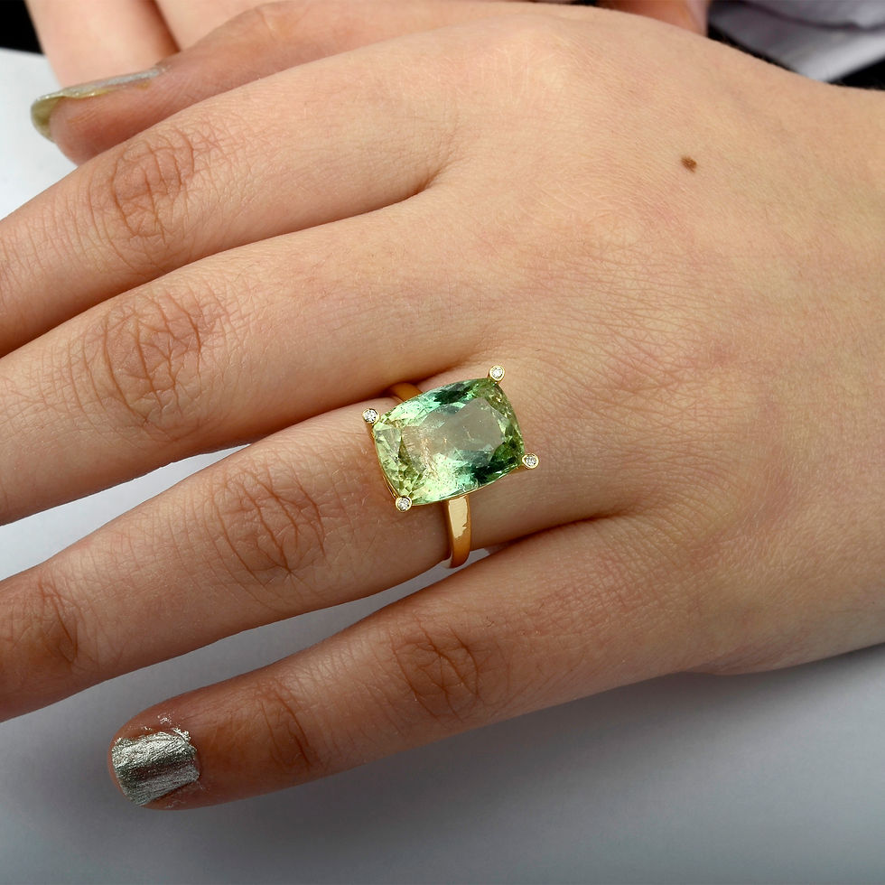 Thumbnail: 18K YELLOW  RING WITH DIAMOND AND TOURMALINE