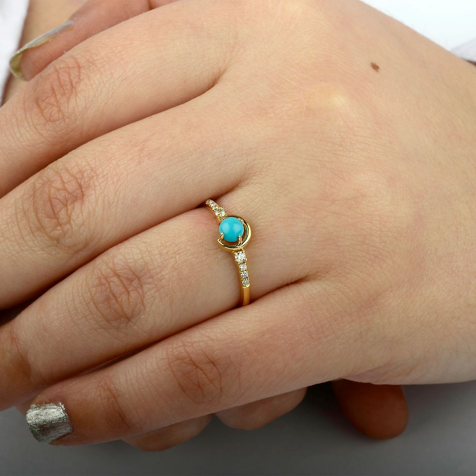 Thumbnail: 18K YELLOW GOLD RING WITH DIAMOND AND TURQUOISE