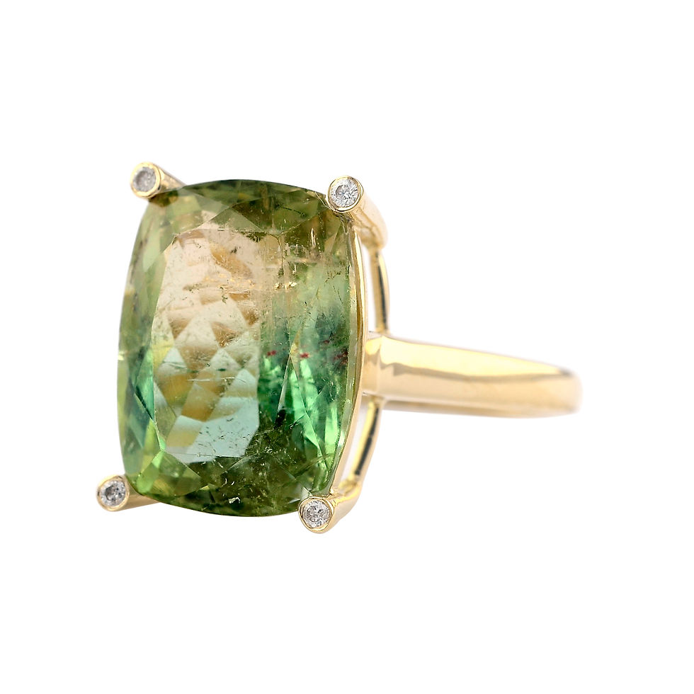 Thumbnail: 18K YELLOW  RING WITH DIAMOND AND TOURMALINE