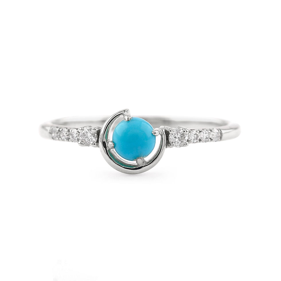 Thumbnail: 18K YELLOW GOLD RING WITH DIAMOND AND TURQUOISE