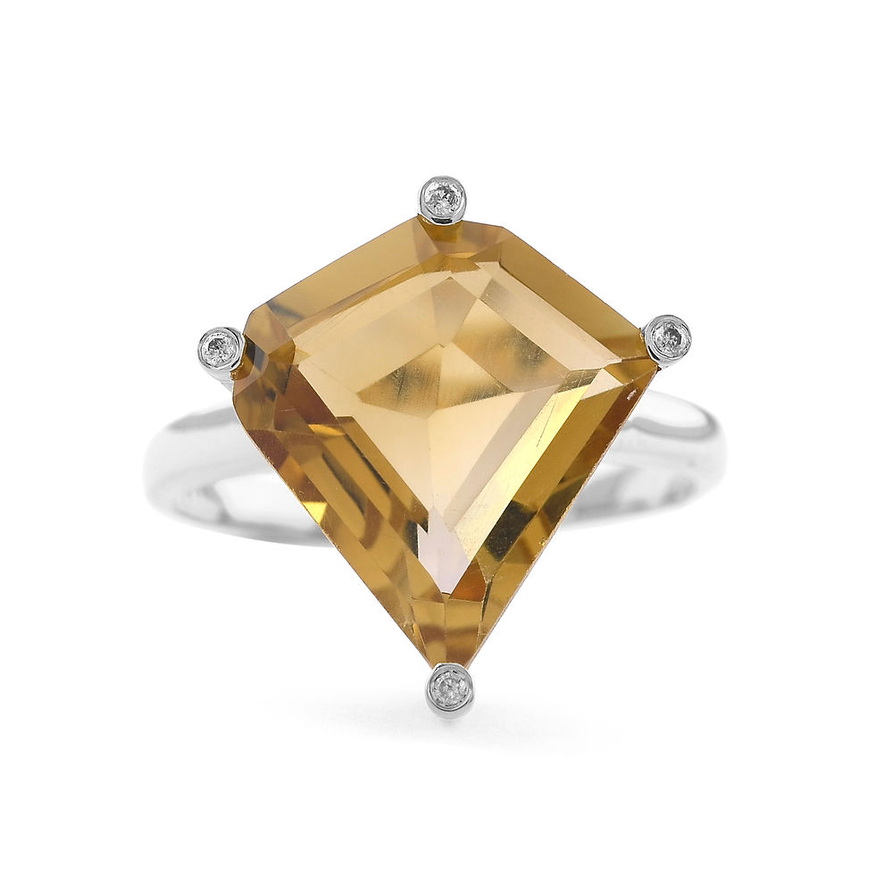 Thumbnail: 18K YELLOW GOLD RING  WITH CITRINE AND DIAMOND