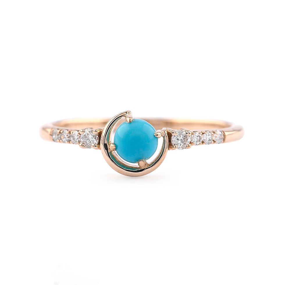 Thumbnail: 18K YELLOW GOLD RING WITH DIAMOND AND TURQUOISE