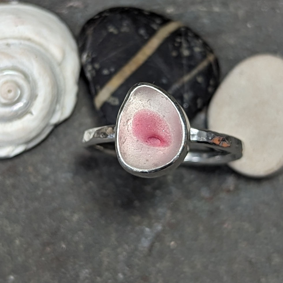Thumbnail: Made to Order Sterling Silver Seaham Multi Seaglass Ring -Round 2mm band