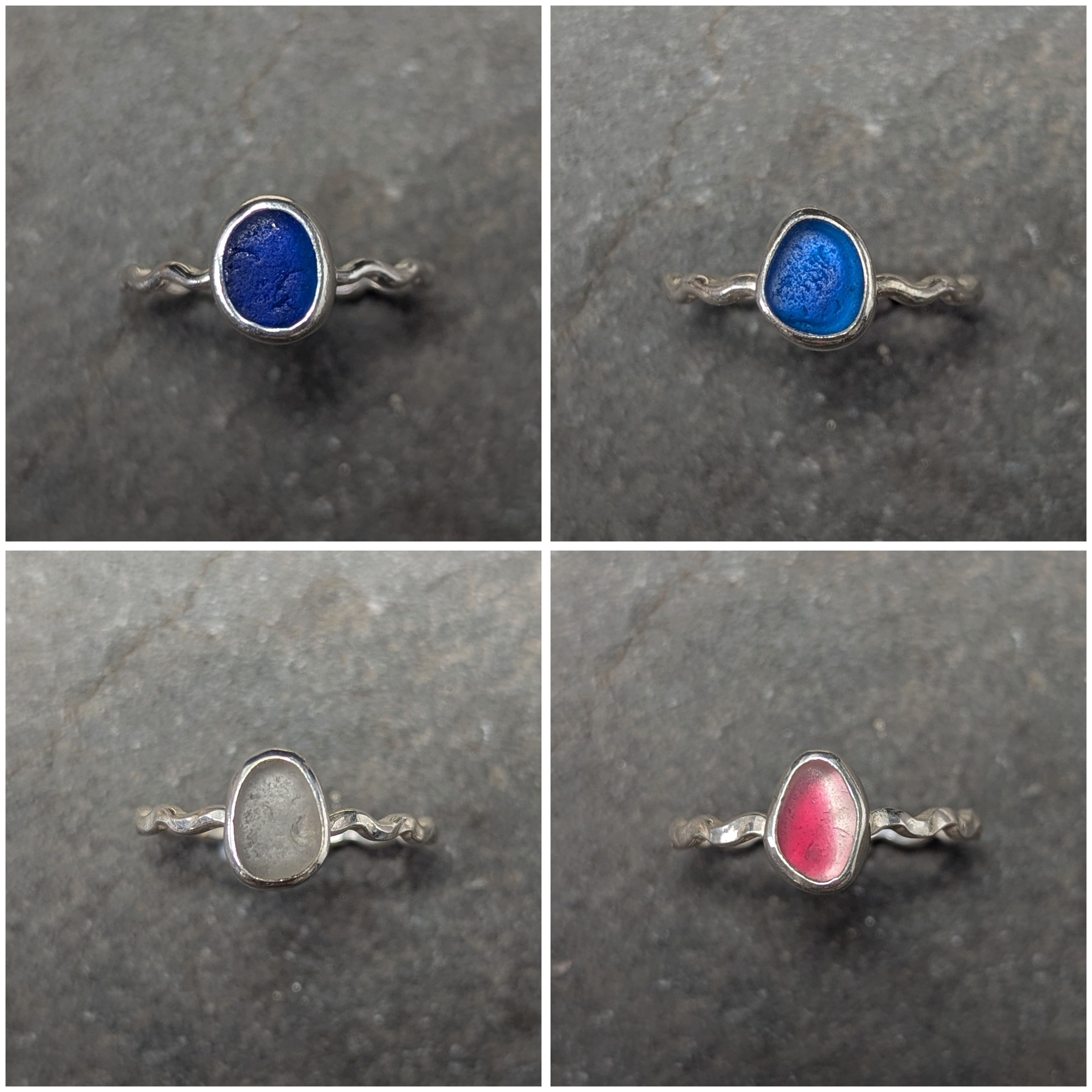 Seaglass Wavey Stackable Silver Rings