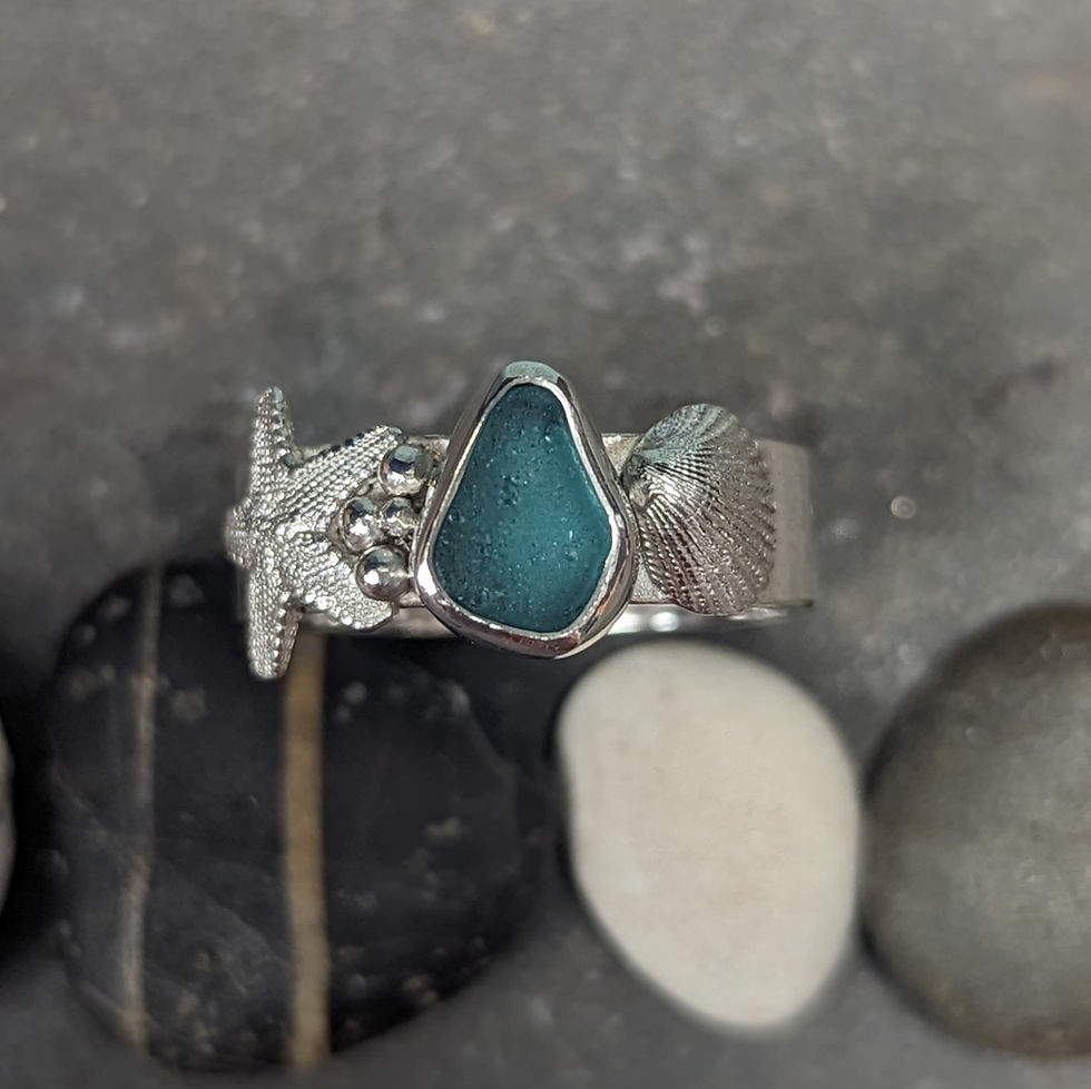 Thumbnail: Made to Order Sterling Silver Mermaid Reef Seaglass ring