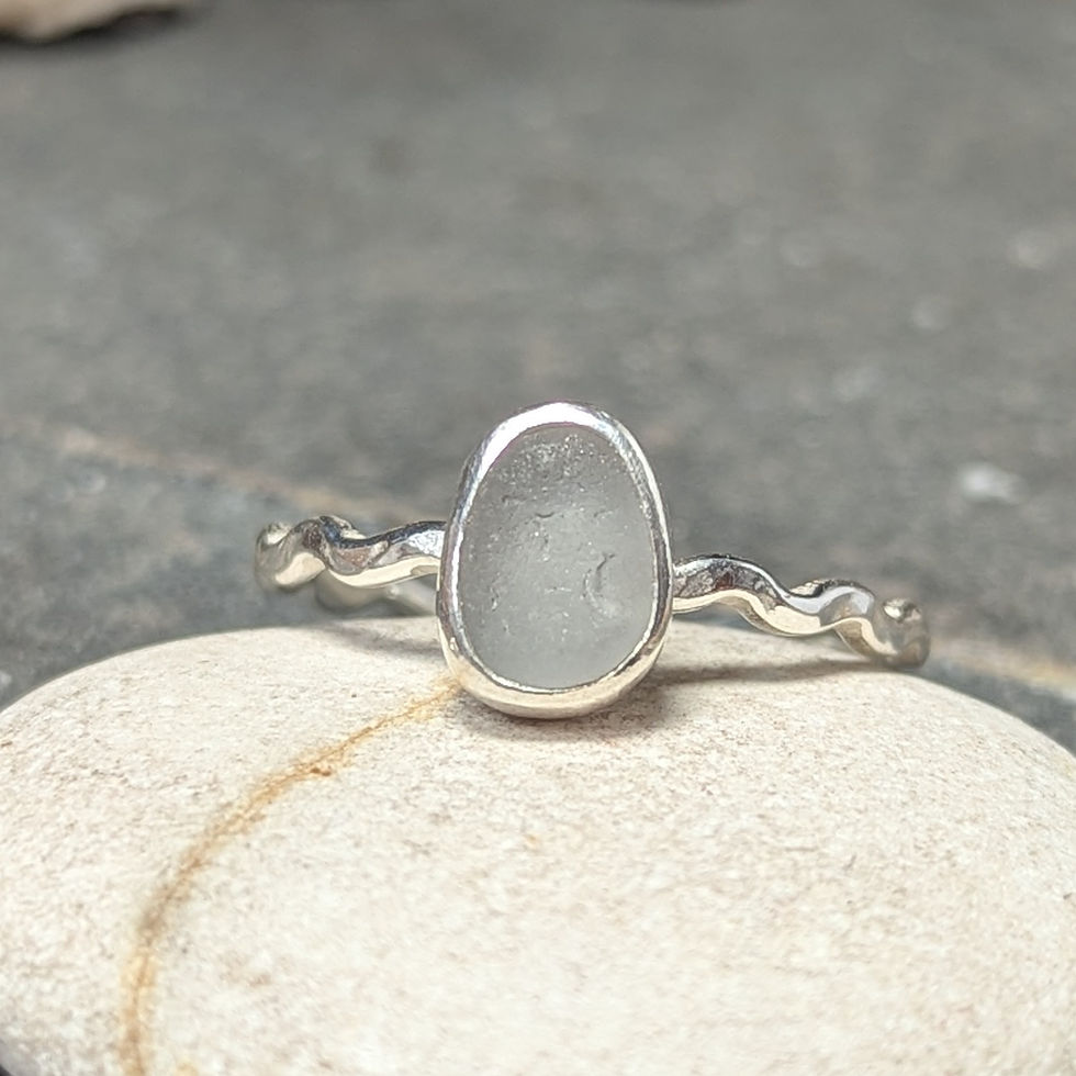 Thumbnail: Seaglass Wavey Stackable Silver Rings