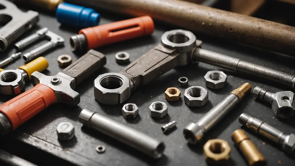 Close-up view of a plumbing repair tool on a workbench